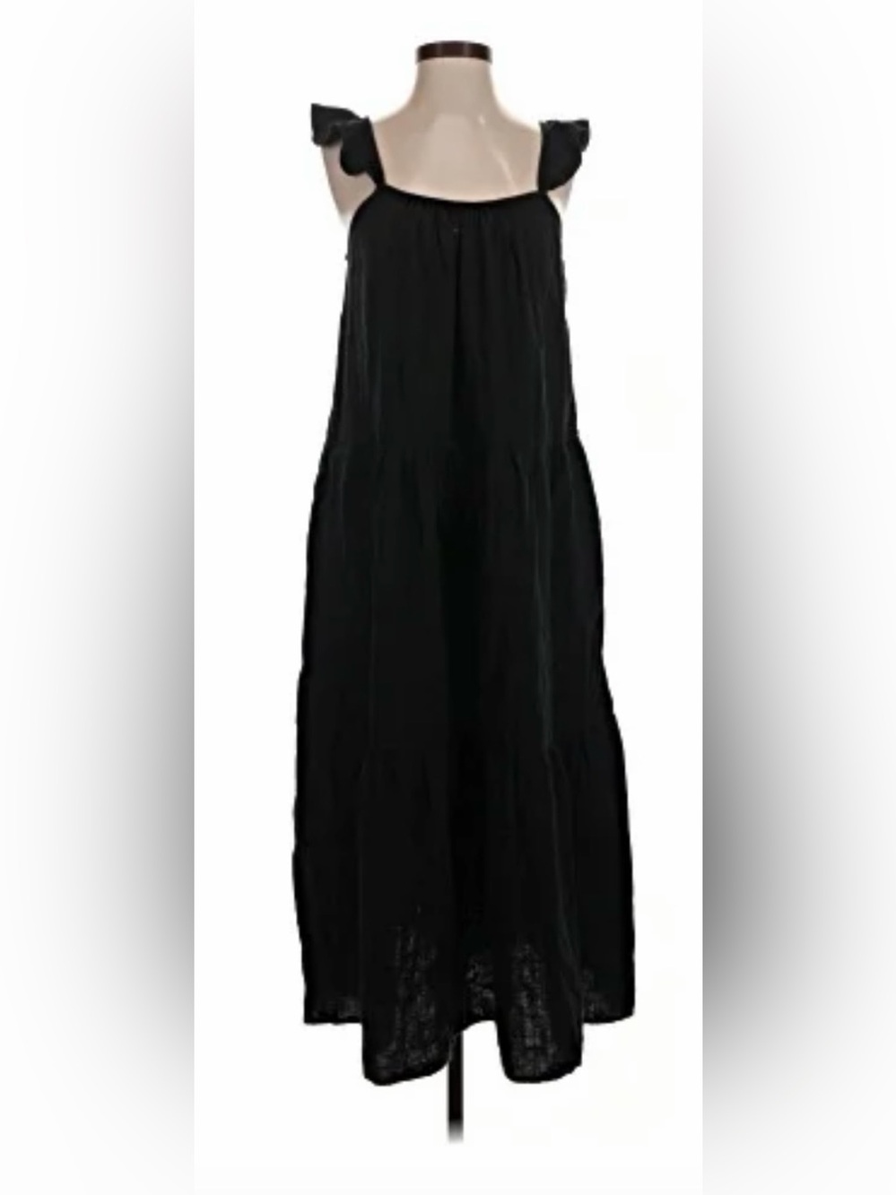 J. Crew Black Ruffle-Off Shoulder Maxi Dress